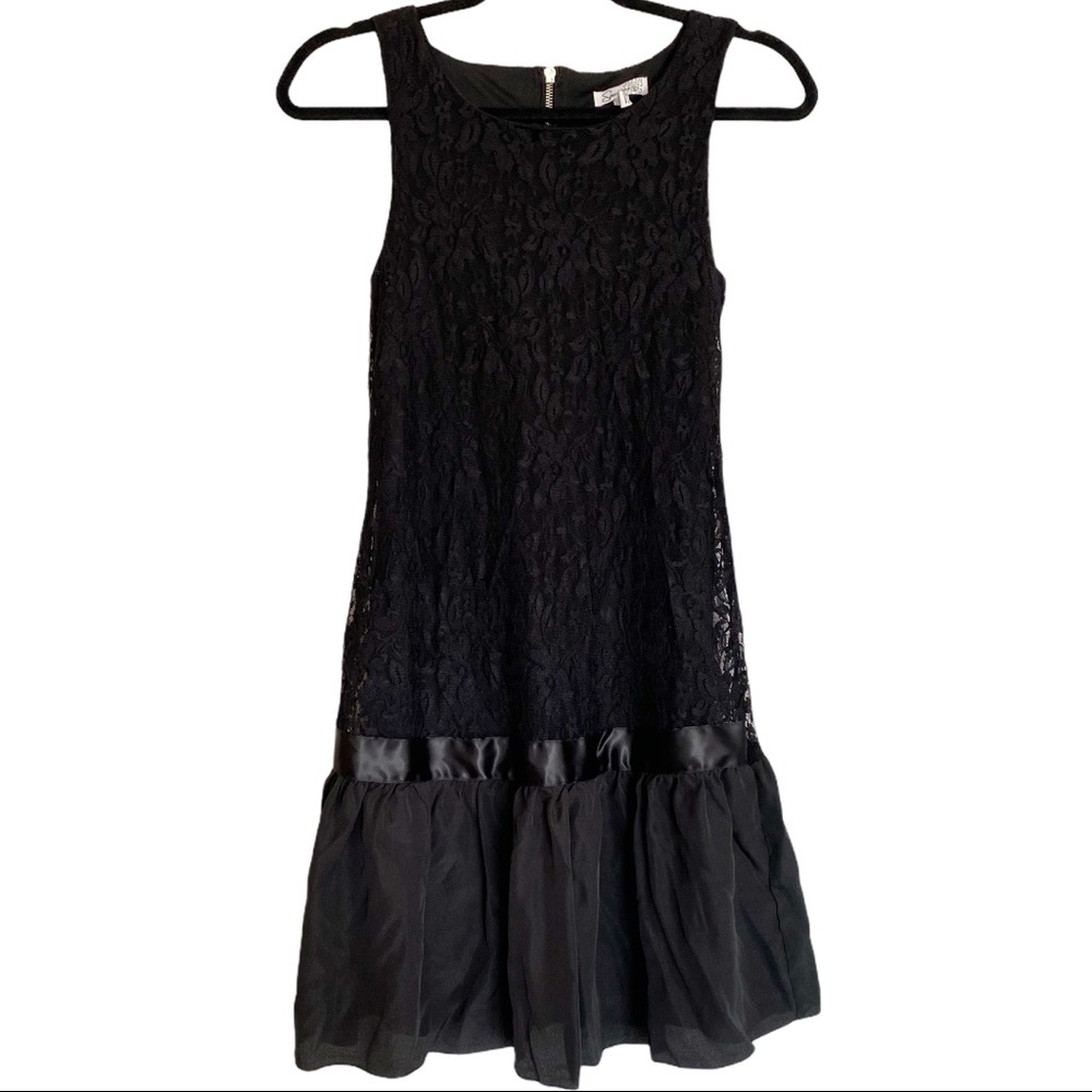 Speechless Black Lace Peplum Shift Dress Small
